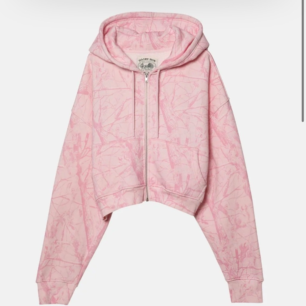 Sold out pink camo Dairy Boy cropped zip up jacket